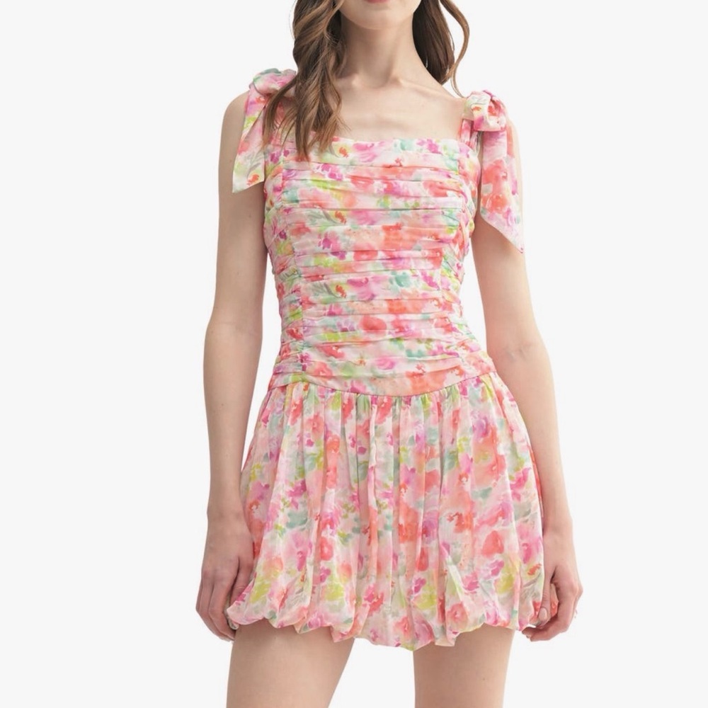 Floral Pink Sleeveless Dress